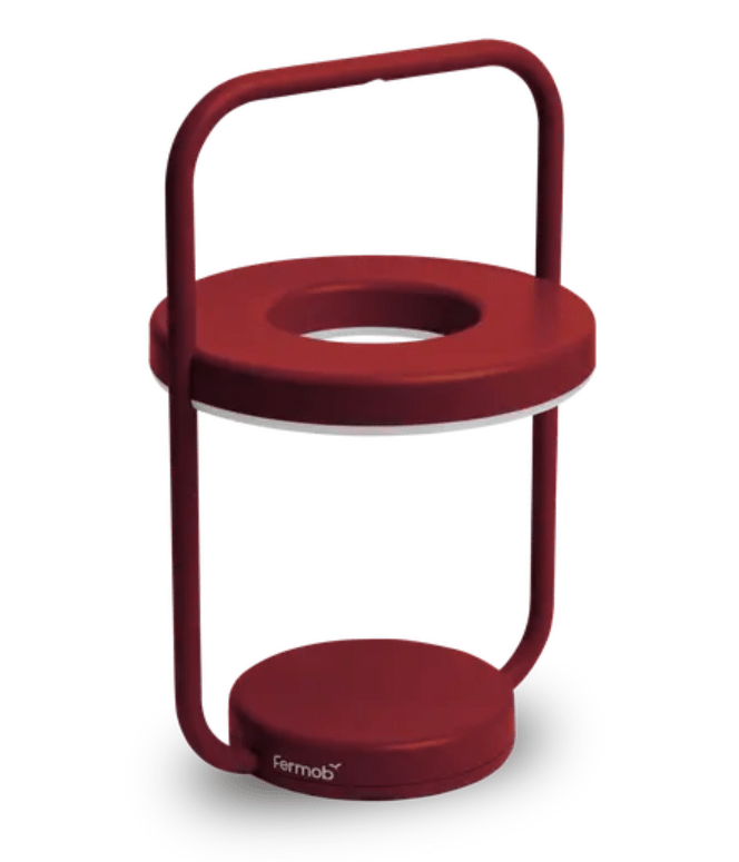 Load image into Gallery viewer, Fermob ULLI Monochrome outdoor lamp with a 30cm height, featuring a sleek design and vibrant chili red color.
