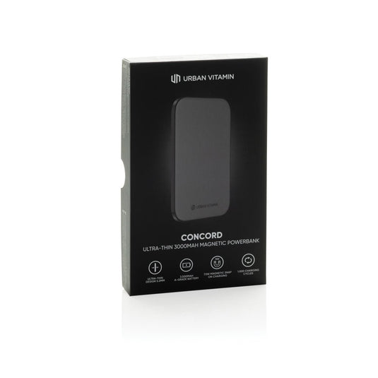 Urban Vitamin Concord RCS ultra-thin 3000mAh powerbank for phones and tablets, shown with charging ports visible