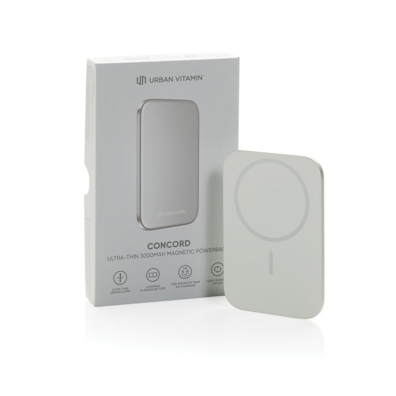 Load image into Gallery viewer, Urban Vitamin Concord RCS ultra-thin 3000mAh powerbank for phone and tablet charging, shown with sleek portable design.
