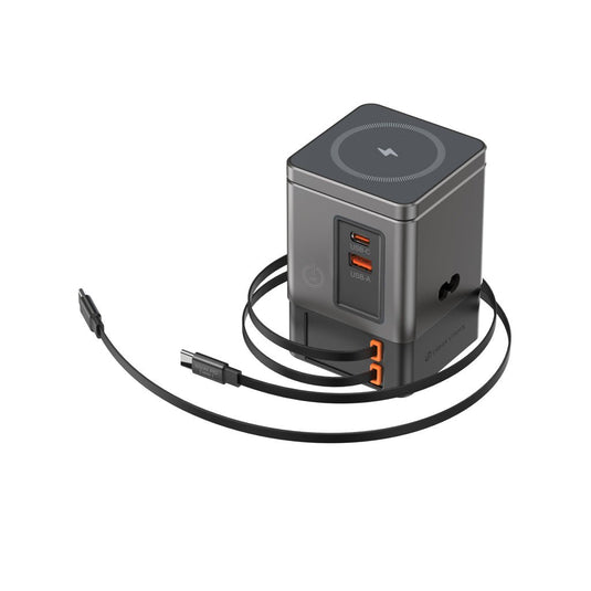 Urban Vitamin Sacramento 105W GAN charger+retractable cables - Custom Wood DesignsUrban Vitamin Sacramento 105W GAN charger with retractable cables, compact phone and tablet charging accessory, black design.Phone & Tablet accessoriesP309.5402Recycled Polycarbonategrey