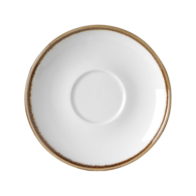 Load image into Gallery viewer, Vanilla Saucer for Stackable Cup, 140mm - Custom Wood DesignsVanilla-colored cup saucer for stackable cups, 140mm, by Fine Dine, featuring a smooth, round design suitable for elegant table settings.Cup saucer789353
