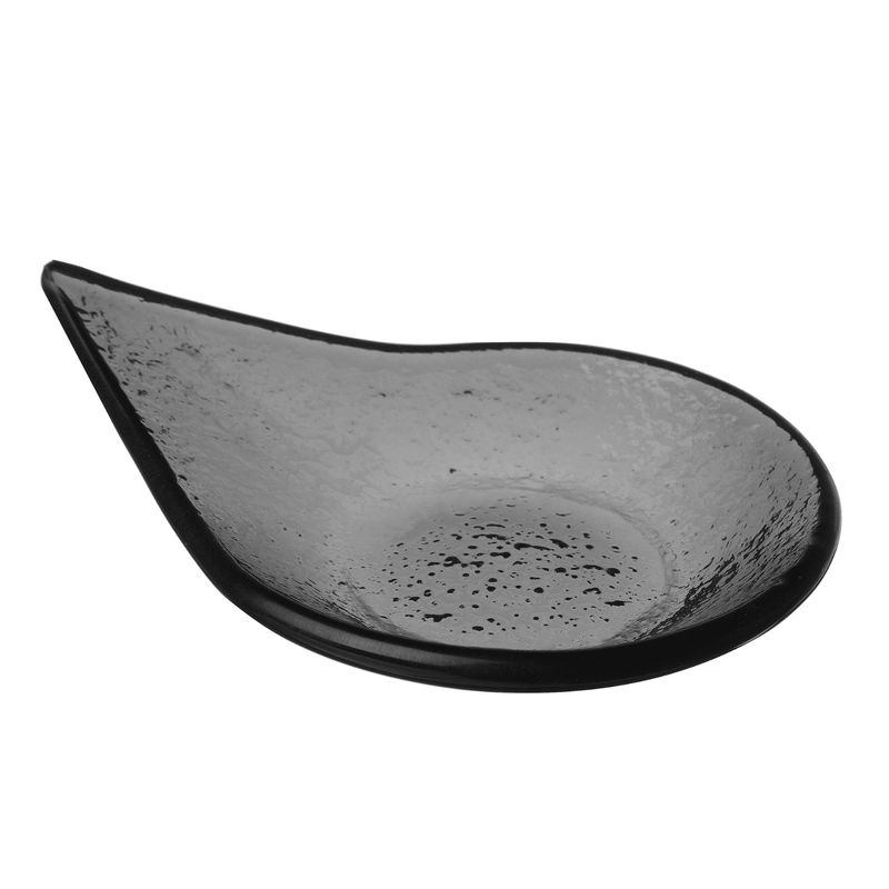 Load image into Gallery viewer, Vetro fingerfood rain drop black glass dish, 80x100mm - Custom Wood DesignsBlack glass finger food dish by Fine Dine, Vetro Rain Drop design, 80x100mm, elegant serving plate for small bites.finger food dish429877

