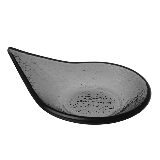 Vetro fingerfood rain drop black glass dish, 80x100mm - Custom Wood DesignsBlack glass finger food dish by Fine Dine, Vetro Rain Drop design, 80x100mm, elegant serving plate for small bites.finger food dish429877