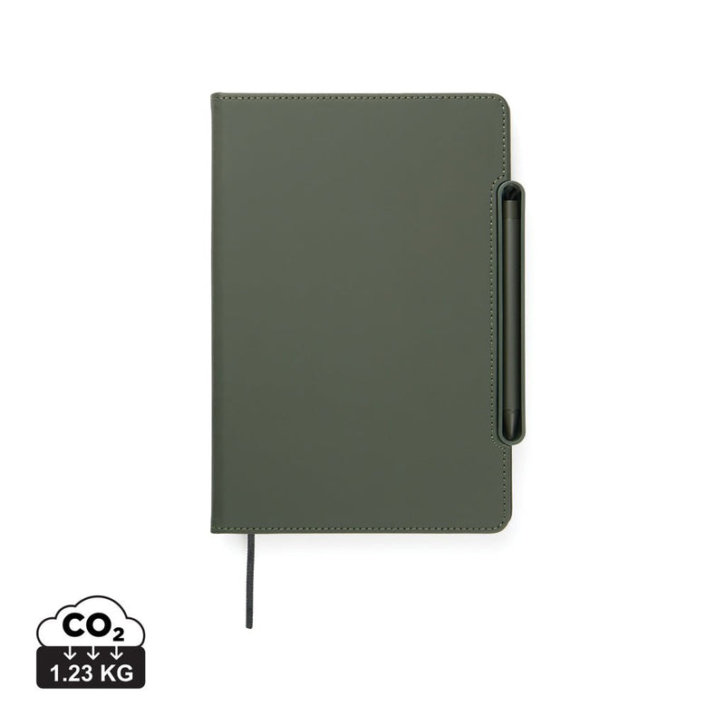 Load image into Gallery viewer, VINGA Baltimore RCS 4-in-1 Refillable Notebook - Custom Wood DesignsVinga Baltimore RCS 4-in-1 refillable notebook with black cover and multiple sections for writing and organization.Portfolios &amp; NotebooksV7731107Recycled Polyurethane,Recycled papergreen
