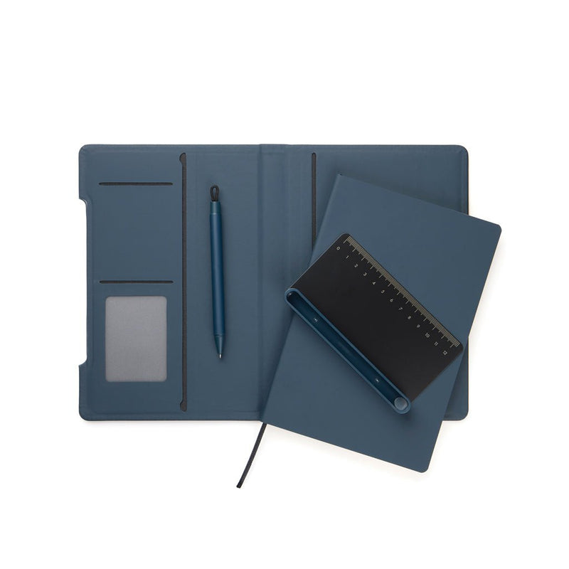 Load image into Gallery viewer, VINGA Baltimore RCS 4-in-1 Refillable Notebook - Custom Wood DesignsVinga Baltimore RCS 4-in-1 refillable notebook with leather cover and multiple sections for notes and organization.Portfolios &amp; NotebooksV7731125Recycled Polyurethane,Recycled papernavy
