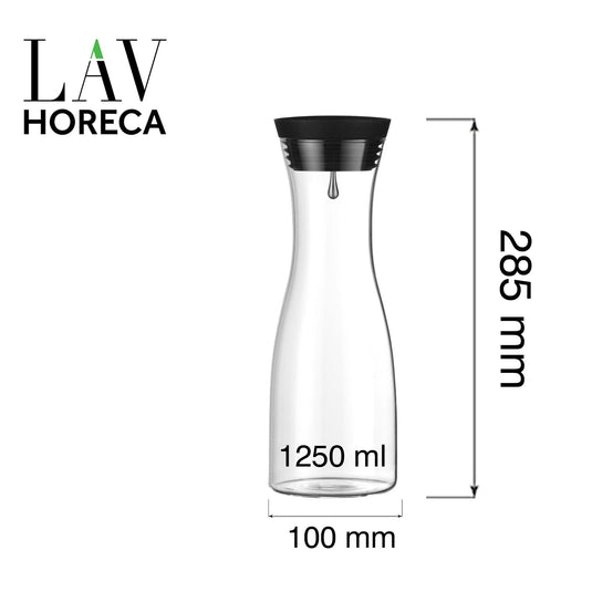 Vision carafe with lid, 1250ml - Custom Wood DesignsVision carafe with lid by Fine Dine, 1250ml, made of clear glass, showing the sleek, cylindrical design and included lid.carafe425893