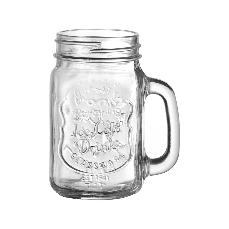 Load image into Gallery viewer, Vision jar with handle, 450ml - Custom Wood DesignsFine Dine 450ml glass jar with handle, clear container for storage or serving, featuring a sturdy handle and screw-top lid.Jar425077
