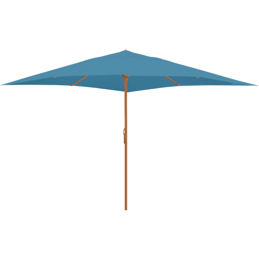 Vlaemynck Easy Open Parasol 400 × 400 cm – Adriatic Blue canopy, Wood Effect frame
