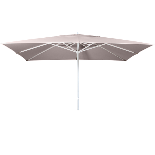 Vlaemynck Easy Track Parasol 400 × 300 cm – Sisal Brown canopy, White frame