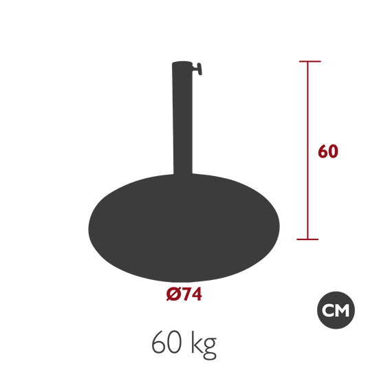 Vlaemynck Galvanised Steel Beach Parasol Base 60 kg – Ø80 mm Poles – view 2