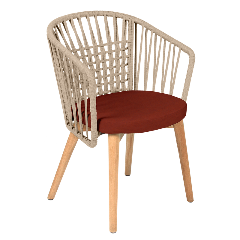Load image into Gallery viewer, Vlaemynck Gordes Teak Armchair – Earthenware fabric, Natural Teak Beige Braid frame

