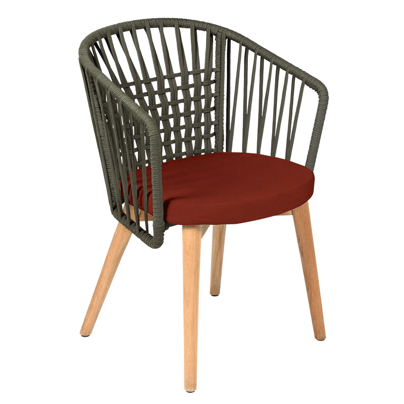 Load image into Gallery viewer, Vlaemynck Gordes Teak Armchair – Earthenware fabric, Natural Teak Khaki Braid frame
