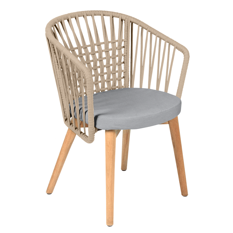 Load image into Gallery viewer, Vlaemynck Gordes Teak Armchair – Granite fabric, Natural Teak Khaki Braid frame
