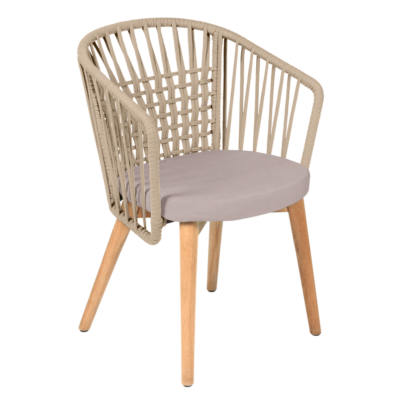Load image into Gallery viewer, Vlaemynck Gordes Teak Armchair – Papyrus fabric, Natural Teak Beige Braid frame
