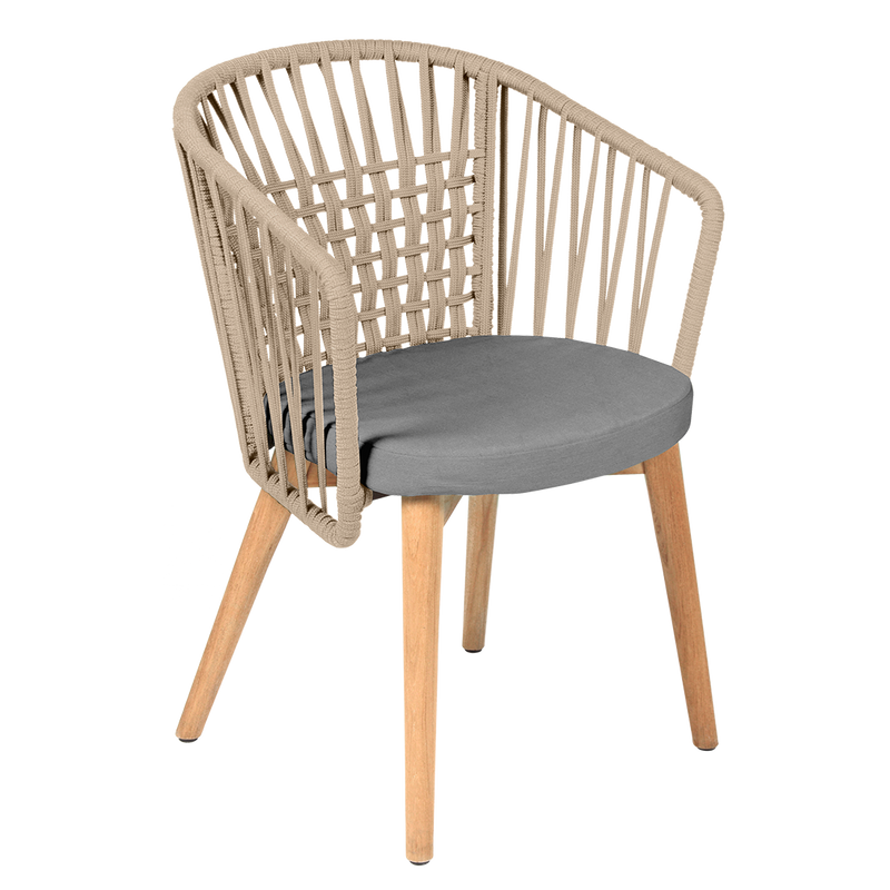 Load image into Gallery viewer, Vlaemynck Gordes Teak Armchair – Silver Grey Eden fabric, Natural Teak Beige Braid frame

