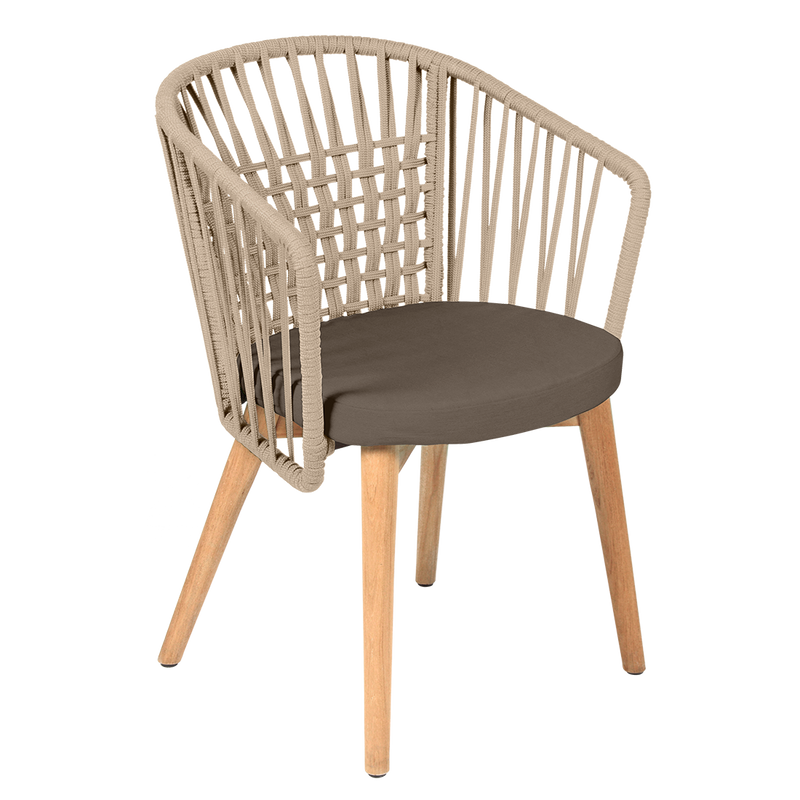 Load image into Gallery viewer, Vlaemynck Gordes Teak Armchair – Sisal Brown fabric, Natural Teak Beige Braid frame
