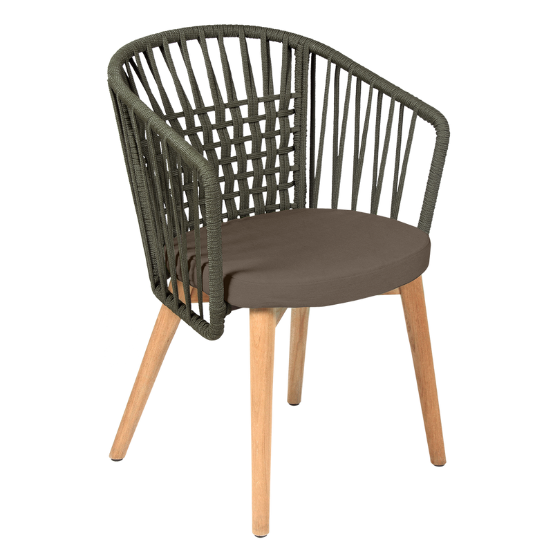 Load image into Gallery viewer, Vlaemynck Gordes Teak Armchair – Sisal Brown fabric, Natural Teak Khaki Braid frame
