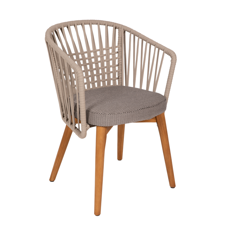 Load image into Gallery viewer, Vlaemynck Gordes Teak Armchair – Stracciatella fabric, Natural Teak Beige Braid frame
