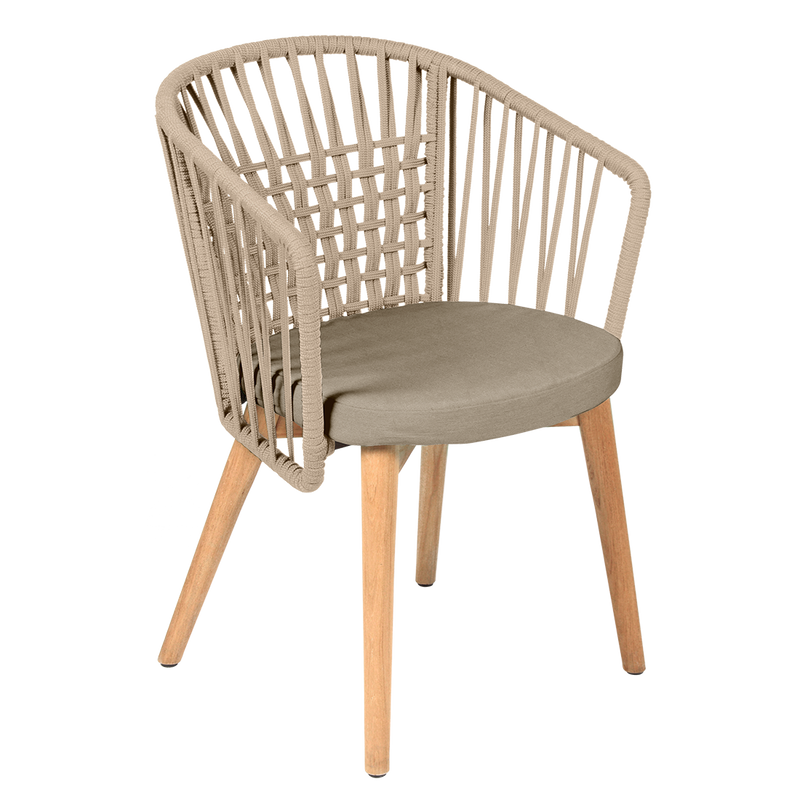 Load image into Gallery viewer, Vlaemynck Gordes Teak Armchair – Twine fabric, Natural Teak Beige Braid frame
