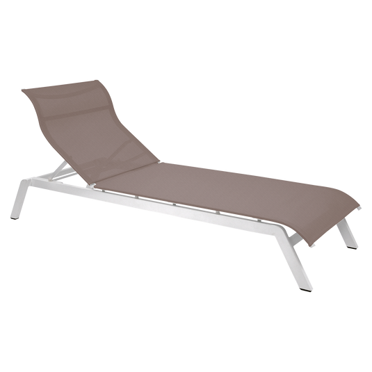 Vlaemynck Maui Aluminium Sunlounger – Beige Iso fabric, Cotton White frame