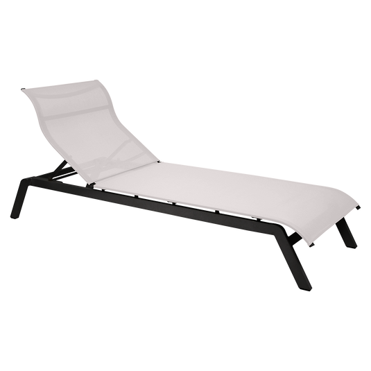 Vlaemynck Maui Aluminium Sunlounger – Blue Ink Eden fabric, Basalt frame