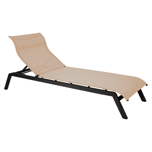Vlaemynck Maui Aluminium Sunlounger – Sand Eden fabric, Basalt frame