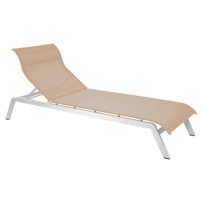 Load image into Gallery viewer, Vlaemynck Maui Aluminium Sunlounger – Sand Eden fabric, Cotton White frame
