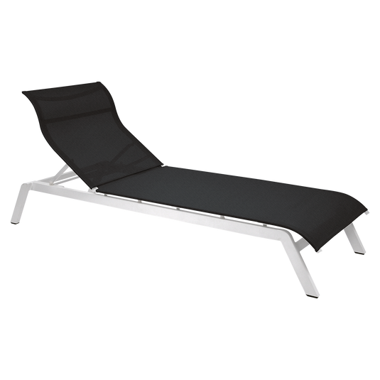 Vlaemynck Maui Aluminium Sunlounger – Titanium Eden fabric, Cotton White frame