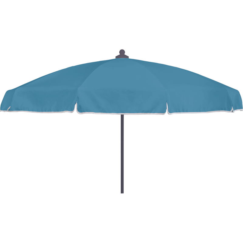 Load image into Gallery viewer, Vlaemynck Plage Parasol Ø180 cm – Adriatic Blue canopy, White – Flap &amp; Braid frame
