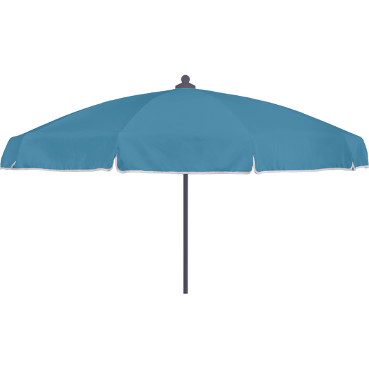 Vlaemynck Plage Parasol Ø180 cm – Adriatic Blue canopy, White – Flap & Braid frame