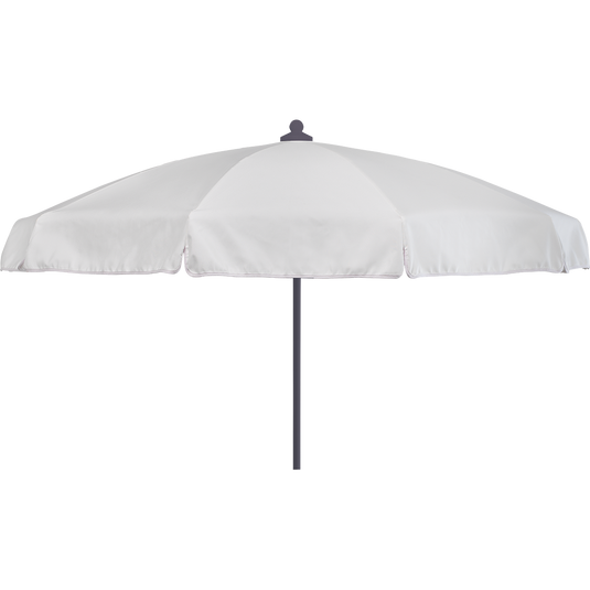 Vlaemynck Plage Parasol Ø180 cm – Ecru canopy, White – Flap & Braid frame
