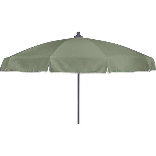 Vlaemynck Plage Parasol Ø180 cm – Sisal Brown canopy, White – Flap & Fringe frame