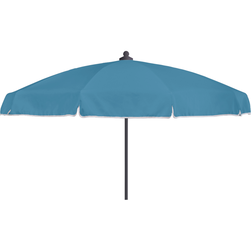 Load image into Gallery viewer, Vlaemynck Plage Parasol Ø200 cm – Adriatic Blue canopy, White – Flap &amp; Braid frame
