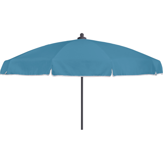 Vlaemynck Plage Parasol Ø200 cm – Adriatic Blue canopy, White – Flap & Braid frame