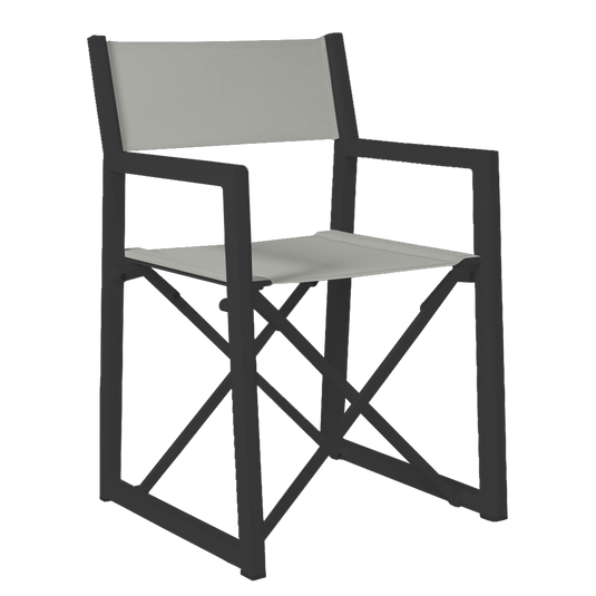 Vlaemynck Zénith Aluminium Director’s Armchair – Blue Ink Eden fabric, Basalt frame