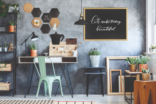 Securit Wall Board - Cork & Chalk Hexagons - Black/Cork 23x20x0,2cm - Pack of 6 - in use