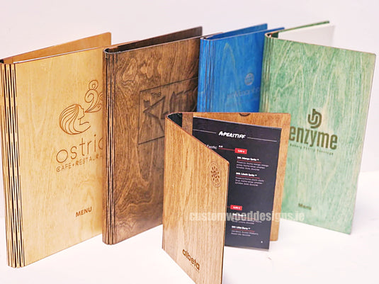 20 x Personalised Wood Menus 20x20cm Custom Wood Designs __label: Multibuy walnut-20-x-wood-menus-20x20cm-52022467756375