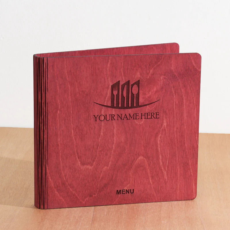 Load image into Gallery viewer, 20 x Personalised Wood Menus 20x20cm Red Wine Custom Wood Designs __label: Multibuy walnut-20-x-wood-menus-20x20cm-53612680511831
