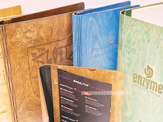 A4 Book Wooden Menu 21x30cm Custom Wood Designs __label: Multibuy walnut-a4-book-wooden-menu-21x30cm-53612680347991