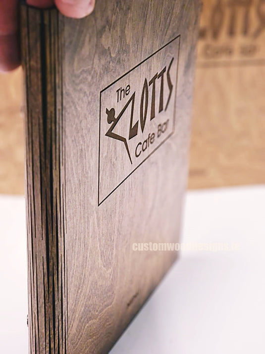 A4 Book Wooden Menu 21x30cm Custom Wood Designs __label: Multibuy walnut-a4-book-wooden-menu-21x30cm-53612681134423