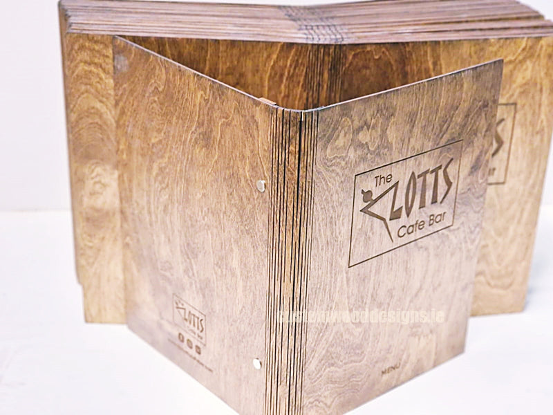 Load image into Gallery viewer, A4 Book Wooden Menu 21x30cm Custom Wood Designs __label: Multibuy walnut-a4-wooden-menu-21x30cm-53612686868823
