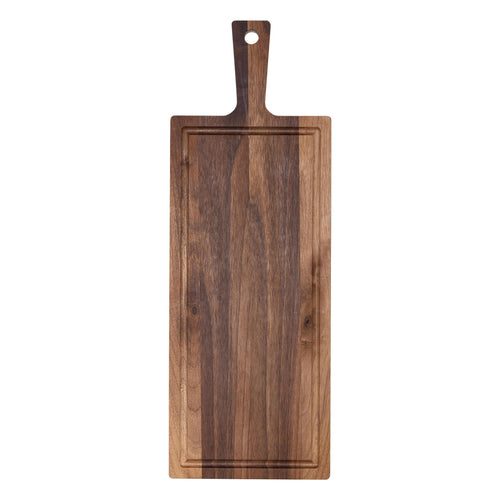 Walnut board with handle 48x17cm pack of 25 Custom Wood Designs __label: Multibuy walnutfoodboardcustomwooddesigns
