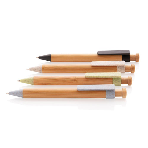 Bamboo pen with wheatstraw clip pack of 500 Custom Wood Designs __label: Multibuy wheatstrawbamboopencustomwooddesigns