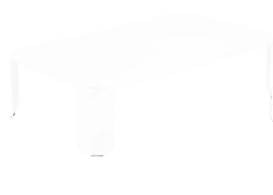 White Fermob Bebop low outdoor table, 120x70 cm with 42 cm height, stylish and modern outdoor furniture piece.