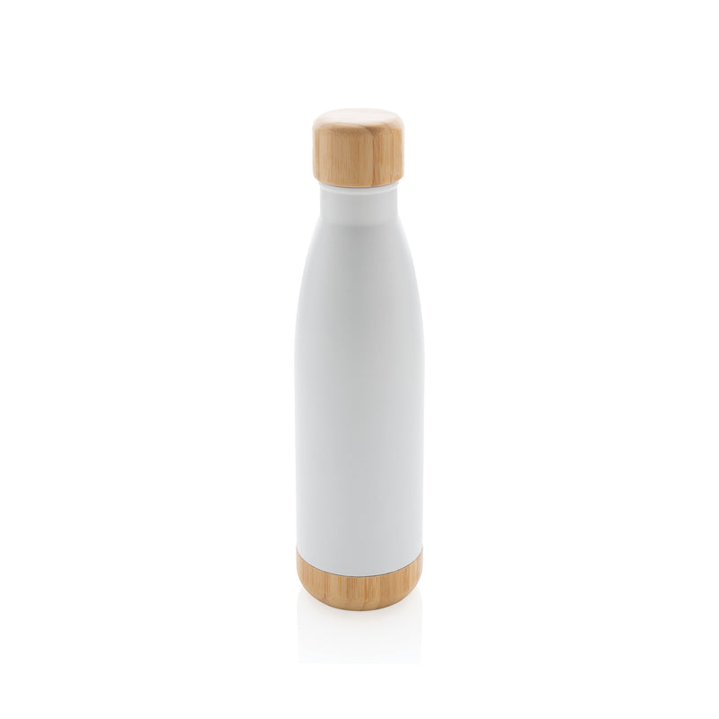 Load image into Gallery viewer, Stainless steel bottle with bamboo lid 520ml pack of 25 Custom Wood Designs __label: Multibuy whitestainlesssteelbottlecustomwooddesigns_6b93d9cb-7b69-4e68-9783-415ef209e09e
