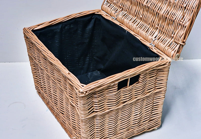 Load image into Gallery viewer, 10 x Wicker Hamper Basket Large 40 X 30 X 30cm Wicker Hamper Basket Custom Wood Designs Gifting basket hamper basket Retail display basket wicker basket wicker-hamper-basket-with-black-fabric-lining-10-x-wicker-hamper-basket-large-40-x-30-x-30cm-53613686522199
