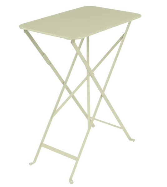 Willow green Fermob Bistro folding table, rectangular 57x37 cm, made of steel, ideal for small patios or balconies.