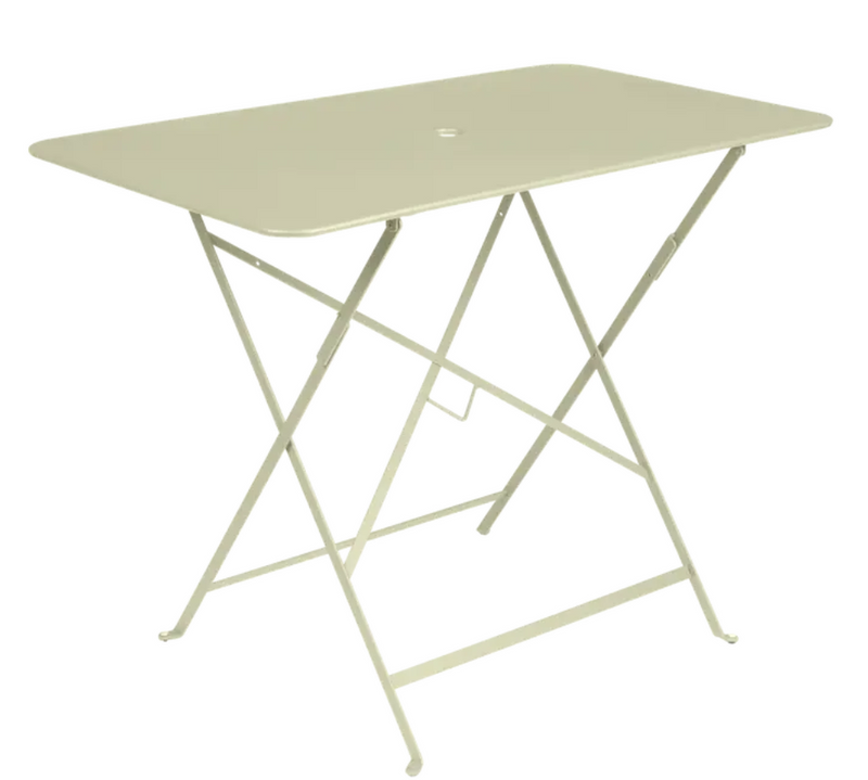 Load image into Gallery viewer, Willow green Fermob metal foldable bistro table measuring 97x57 cm, outdoor hospitality table with powder-coated UV-resistant finish.
