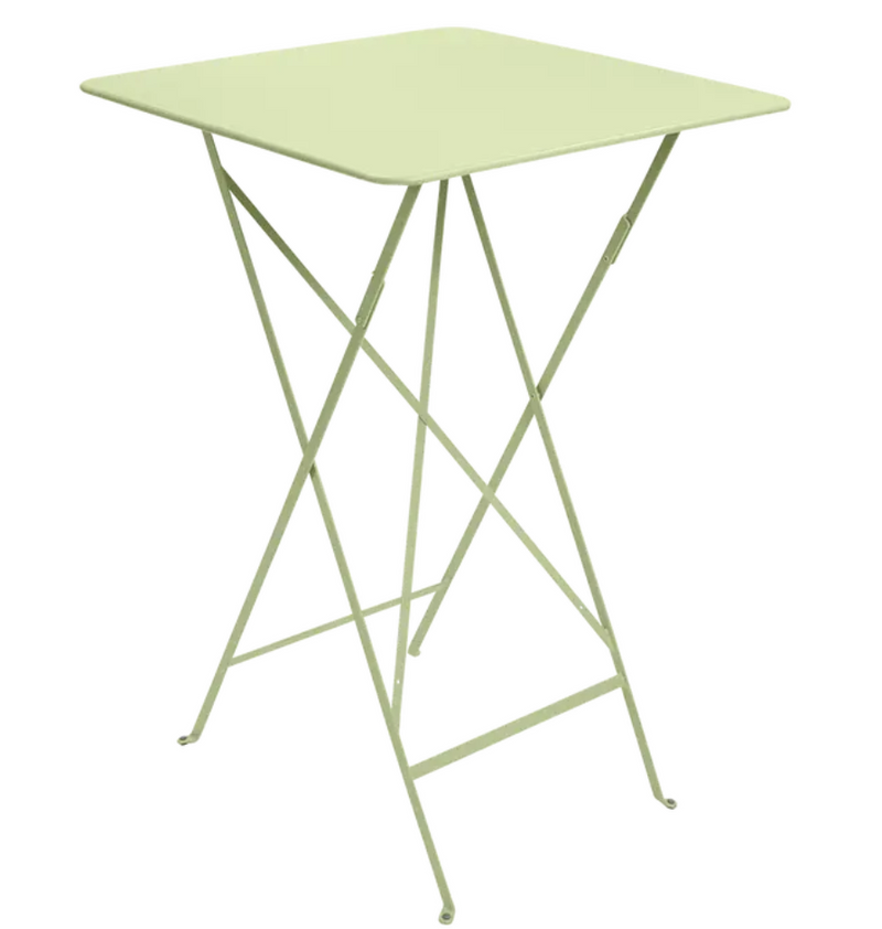 Load image into Gallery viewer, Willow green Fermob Bistro high folding bar table, 71x71 cm, outdoor steel square table for cafes or outdoor dining spaces.
