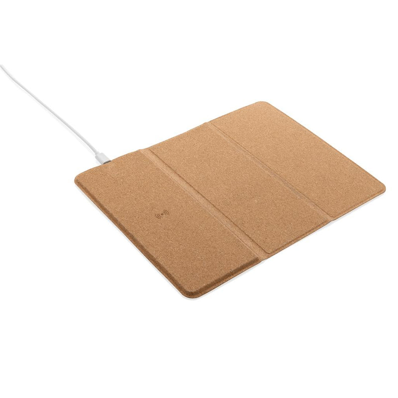 Load image into Gallery viewer, 10W Wireless charging mousepad and stand cork pack of 25 Custom Wood Designs __label: Multibuy wirelesscorkchargerlogocustomwooddesigns
